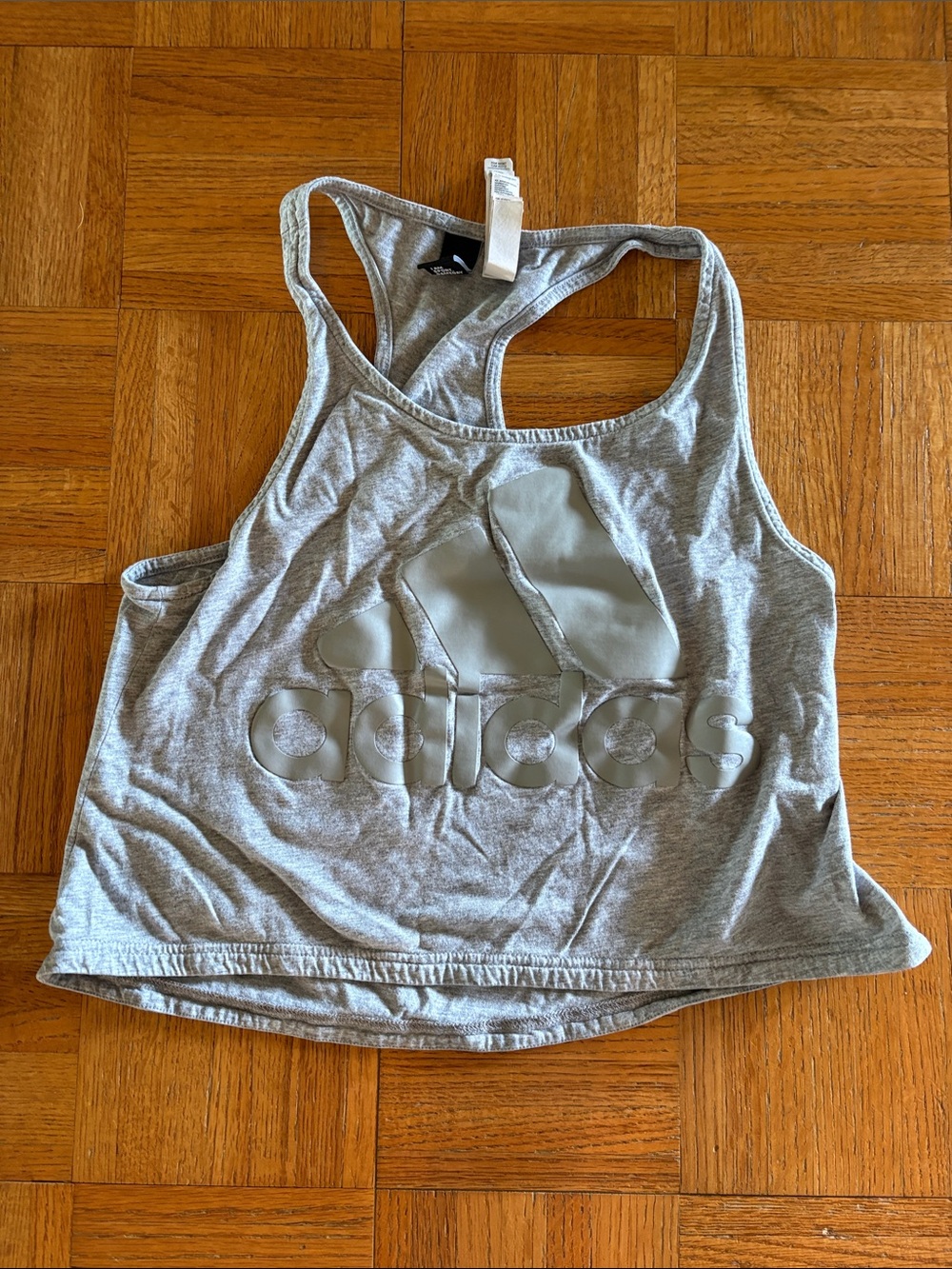 adidas Light Gray Logo Racerback Crop Tank